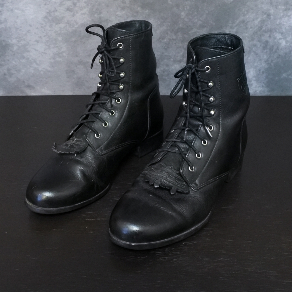 Ariat Lacer Heritage Lace Up Black Leather Women's Boots Size US 8